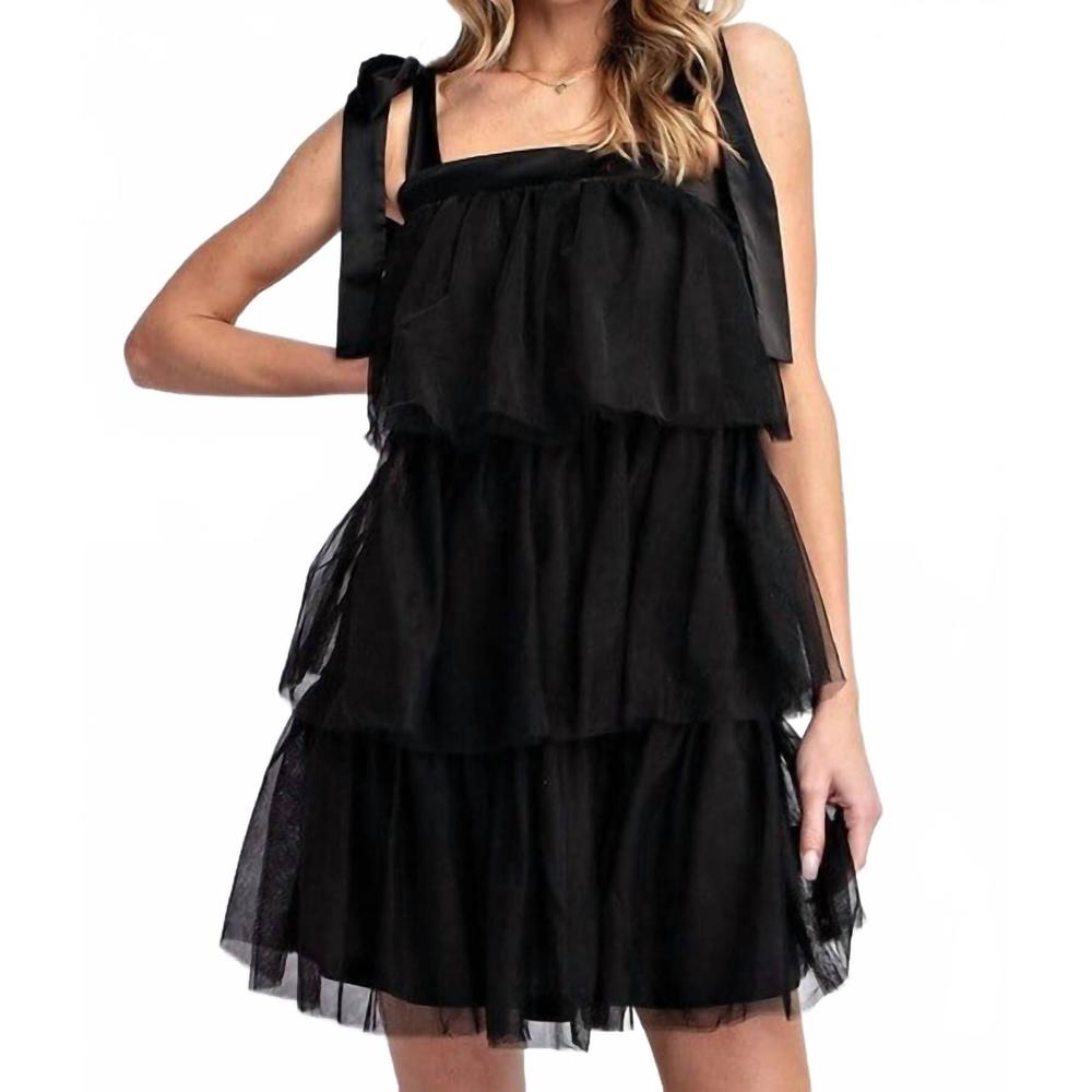 NEW LLOVE bianca tulle mini dress in black - Picture 5 of 5